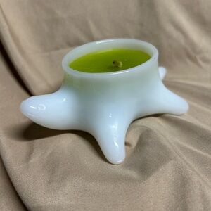 Vintage Avon White milk glass  and Green candle turtle Shaped Candle Holder